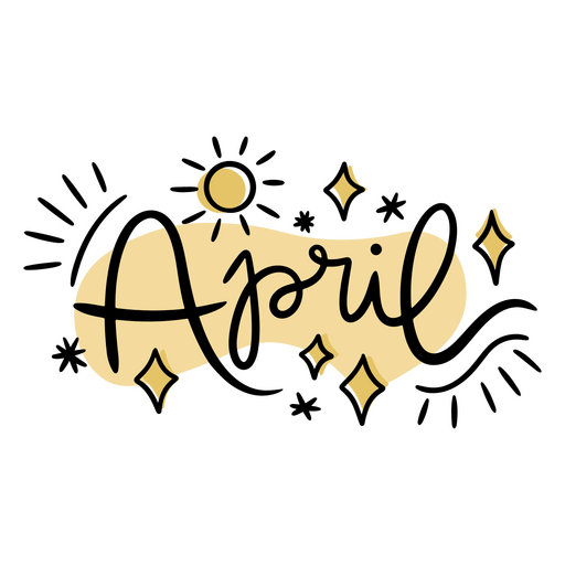 Fondo negro con la palabra abril escrita en él. Diseño PNG