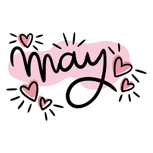 The word may in pink with hearts around it PNG Design