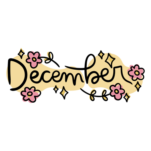 Charmantes florales Dezember-Design mit verspielter Schrift PNG-Design
