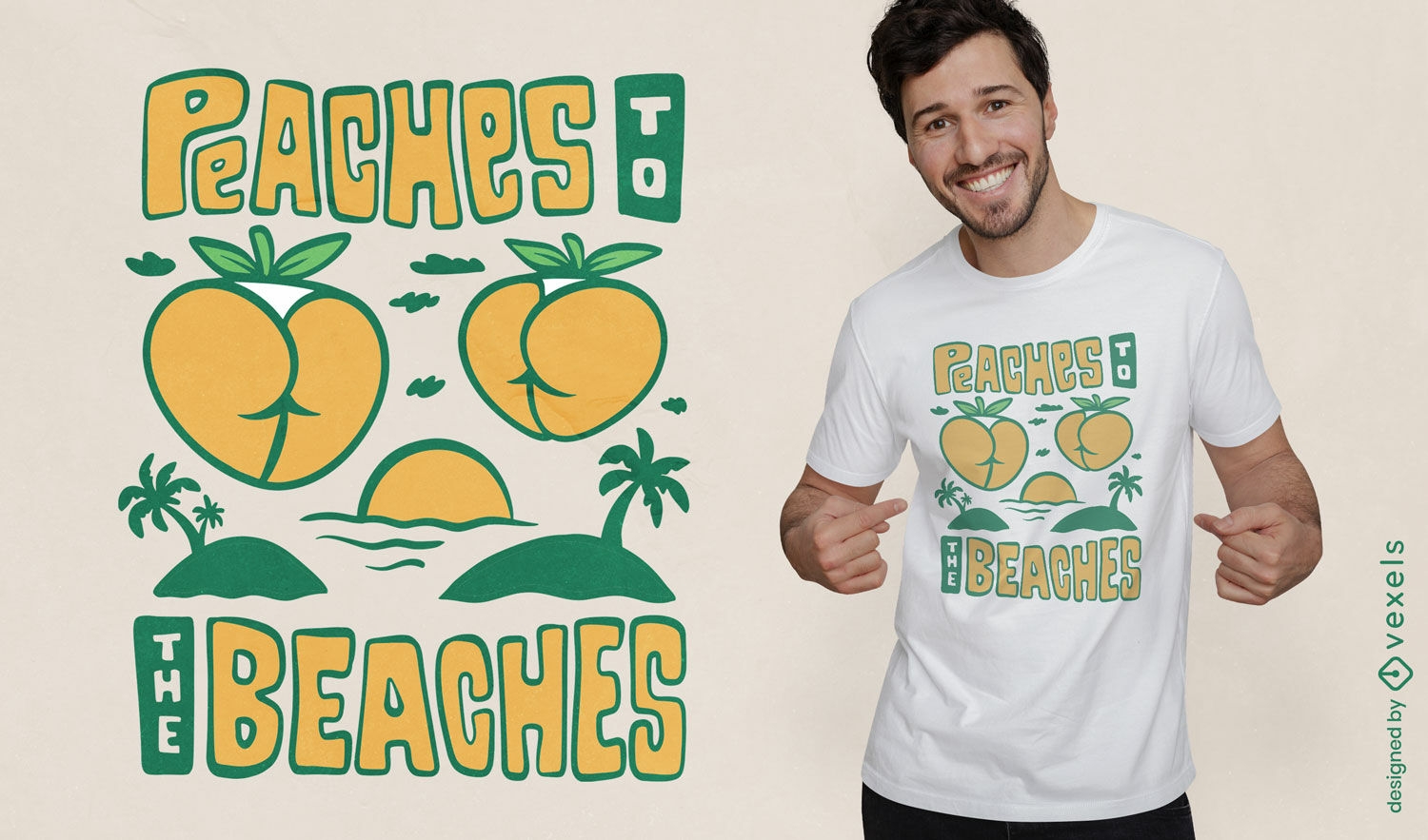 Design de camisetas de pêssegos para as praias