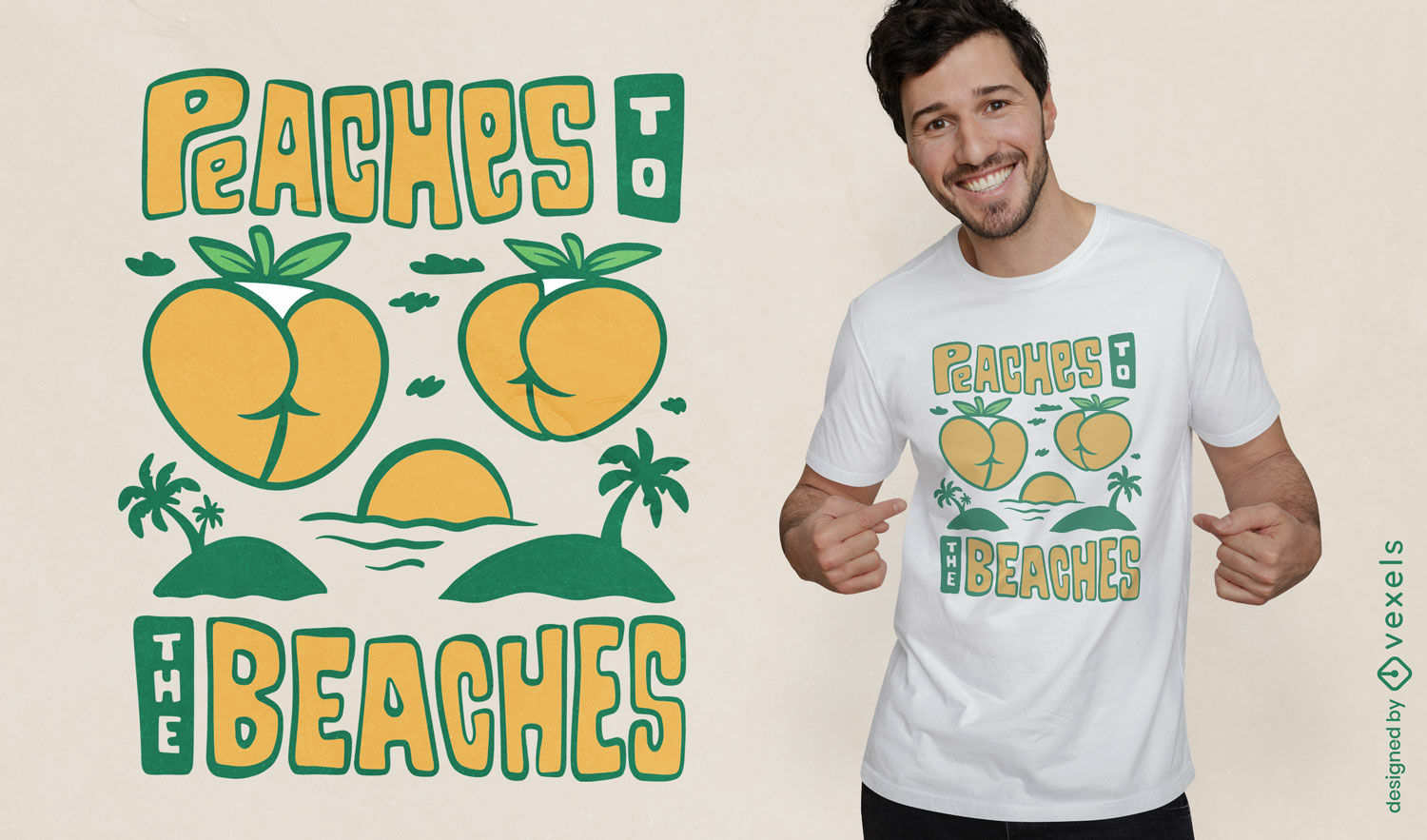 Diseño de camiseta Melocotones a las playas.