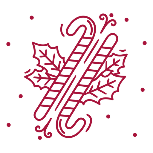 Skurriles Zuckerstangen- und Stechpalmen-Design PNG-Design