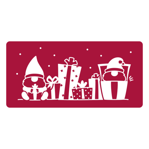 Ilustración de un gnomo navideño juguetón y un regalo Diseño PNG