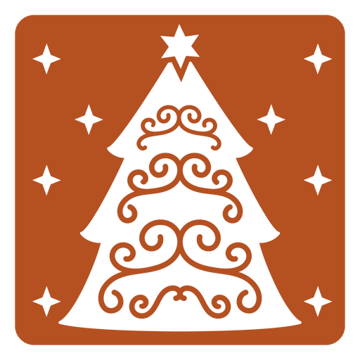 Árbol de Navidad sobre un fondo naranja. Diseño PNG