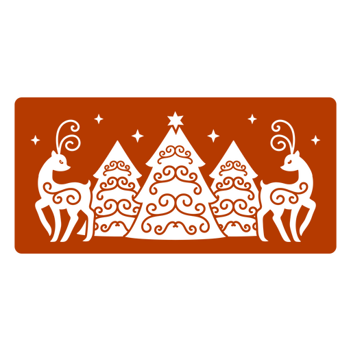 Diseño de silueta navideña caprichosa con renos y árboles de Navidad. Diseño PNG