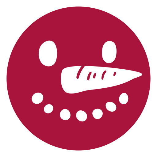 Red snowman icon with a black background PNG Design