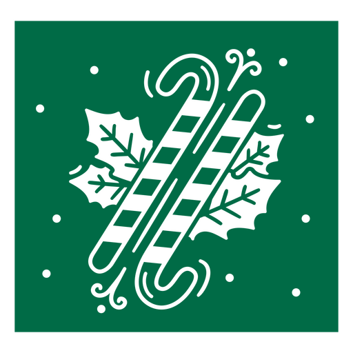 Diseño gráfico festivo de bastones de caramelo y acebo Diseño PNG