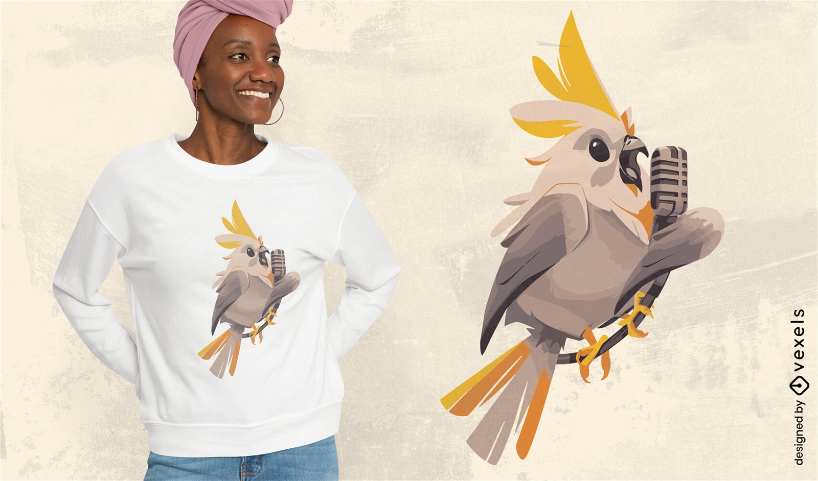 Kakadu singendes T-Shirt-Design