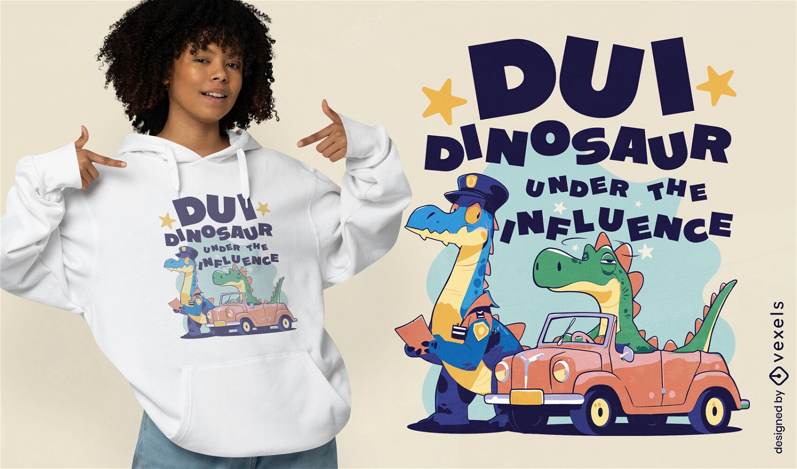 Dinossauro sob a influência do design de camisetas