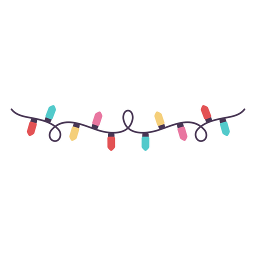 Playful string of colorful christmas lights design PNG Design
