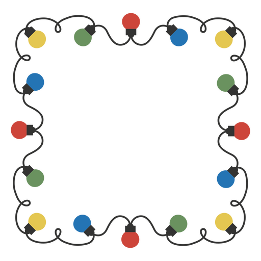 Bunte Lichterketten als Bordüre PNG-Design