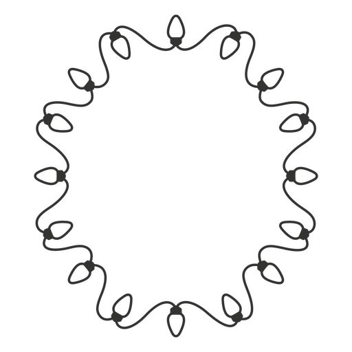 Dibujo en blanco y negro de un círculo con luces. Diseño PNG