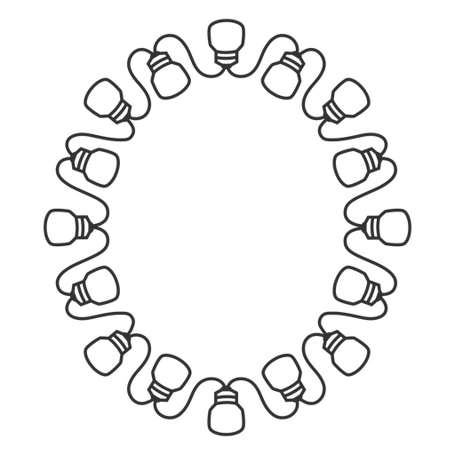 Black and white drawing of a circle of lights PNG Design