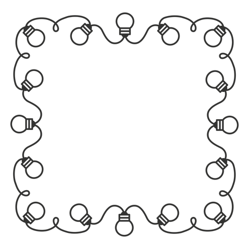 Desenho preto e branco de uma moldura com luzes Desenho PNG