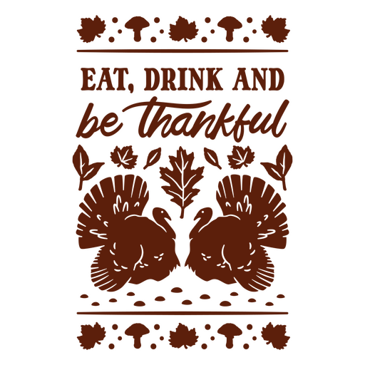 Thanksgiving turkey decor with thankful quote PNG Design