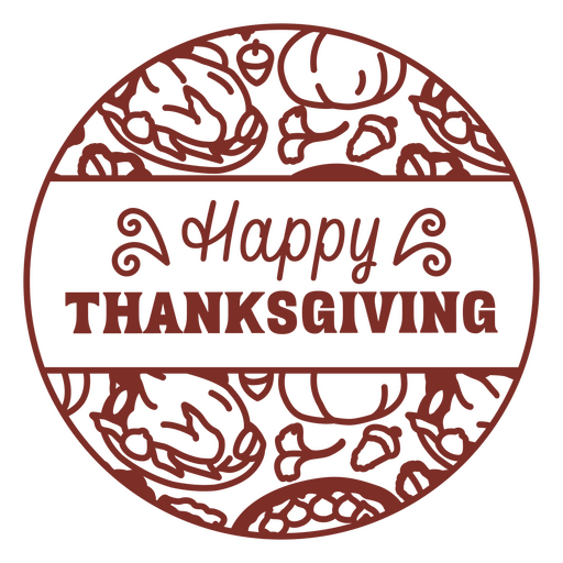 Happy thanksgiving sticker with a red background PNG Design