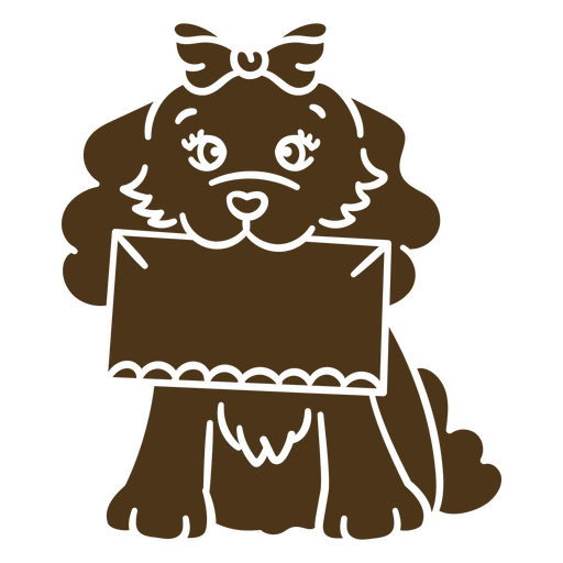 Brown dog holding a letter PNG Design