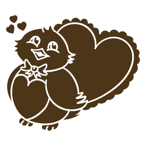 Brown bird with a heart in its mouth PNG Design