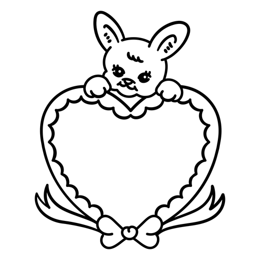 Ilustração fofa de coração de coelho Desenho PNG