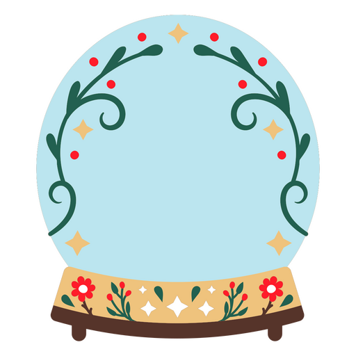 Encantador globo de neve com design decorado com elementos florais. Desenho PNG