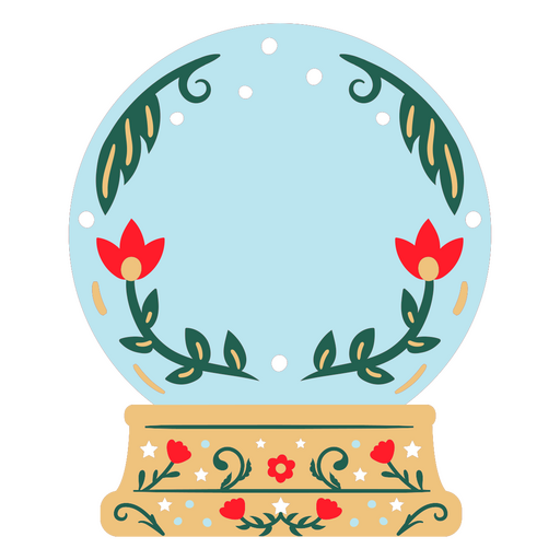 Snow globe with flowers and leaves on it PNG Design