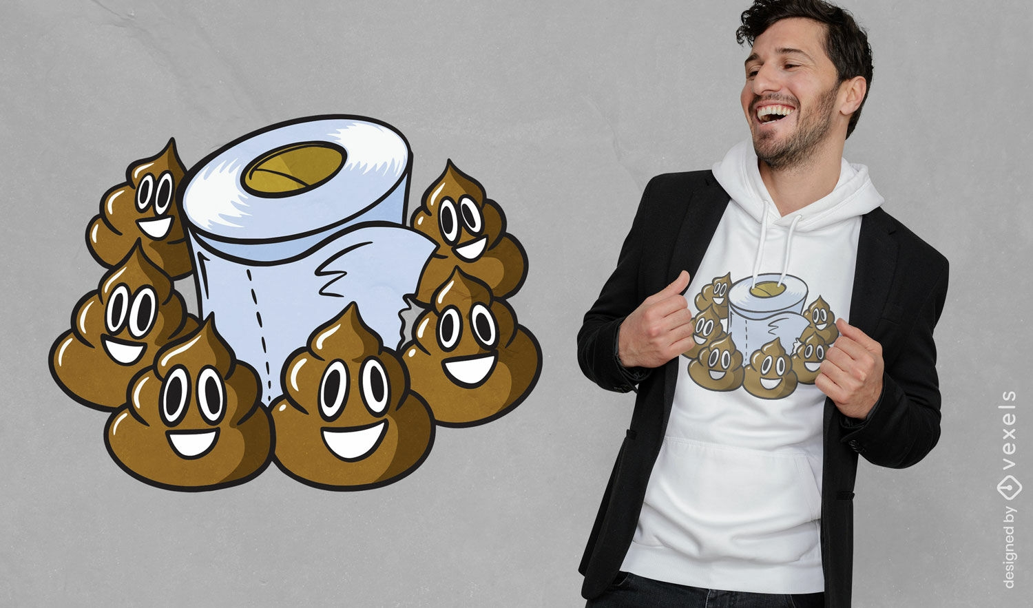 T-Shirt-Design mit Toilettenpapierfiguren