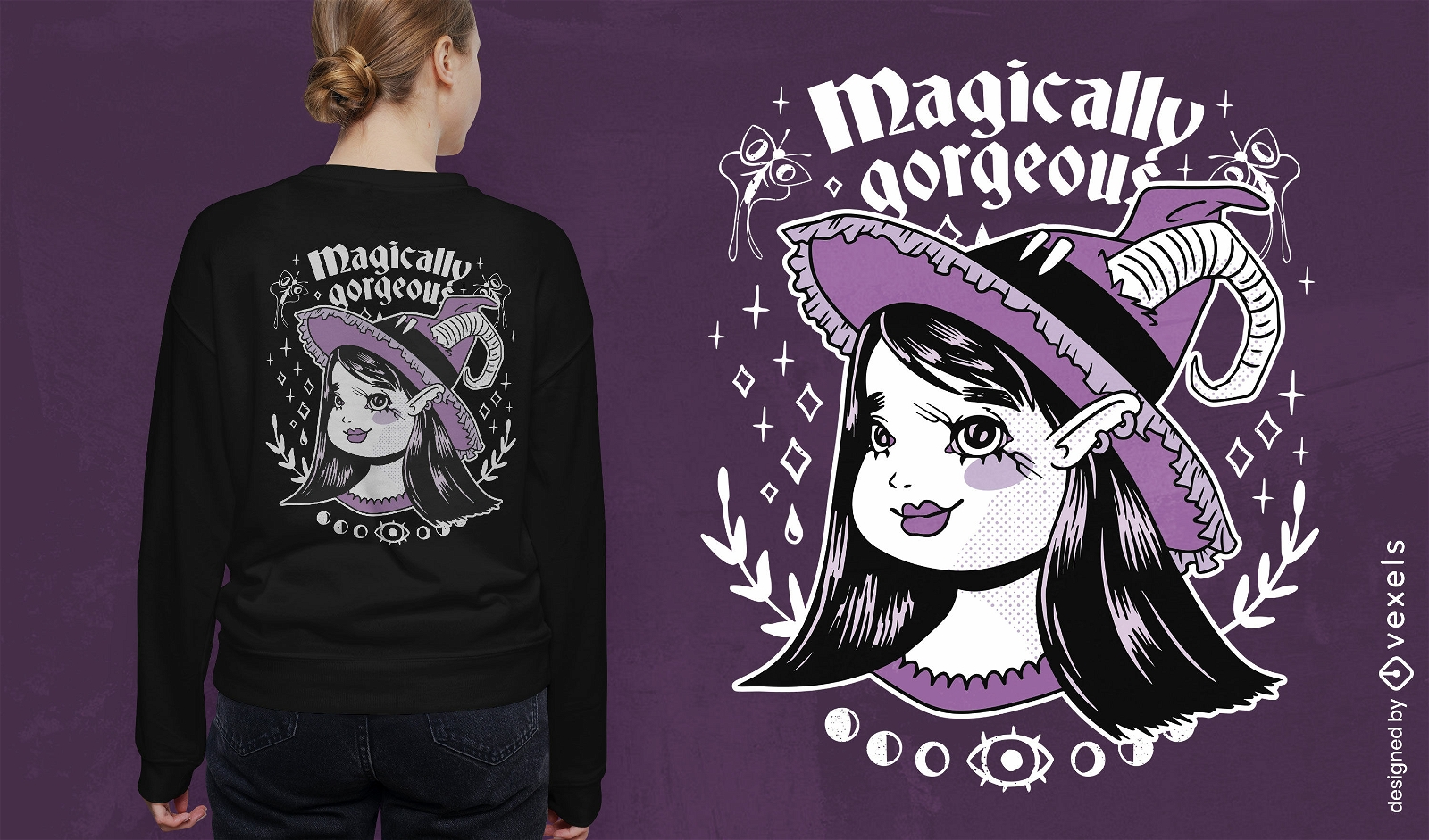 Design de camiseta de bruxa magicamente lindo