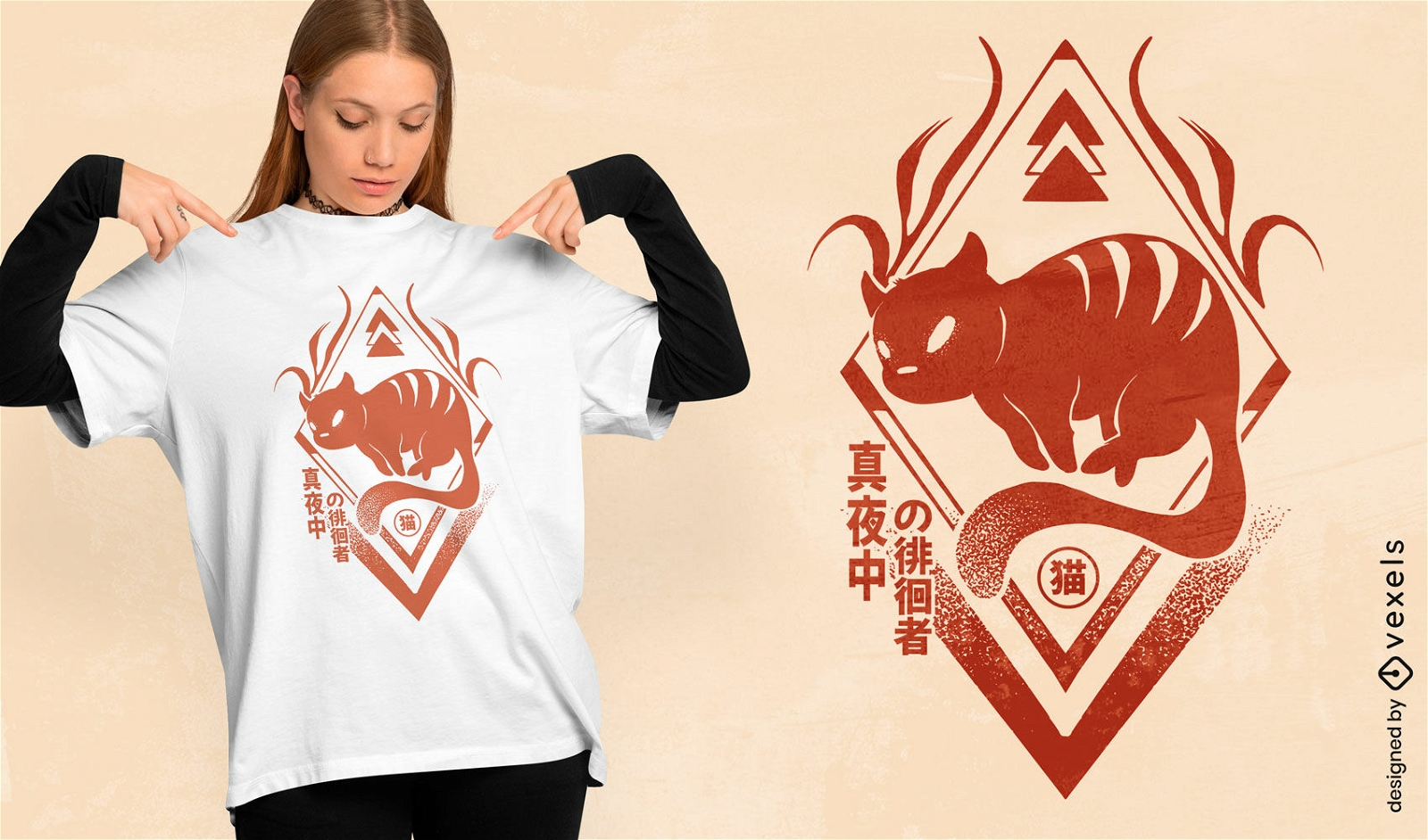 Design de camiseta de gato do zodíaco chinês