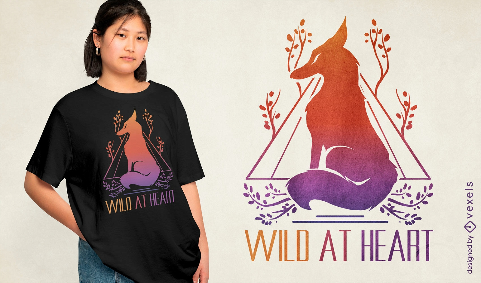 Wild at heart design de camiseta de raposa
