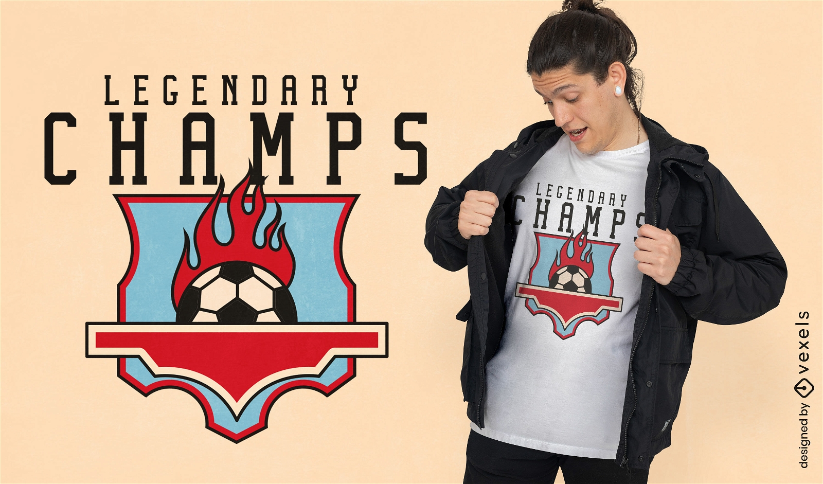 Legendäres Champions-Fußball-Abzeichen-T-Shirt-Design
