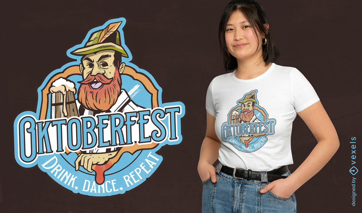 Design de camiseta de repetição de dança de bebida da Oktoberfest