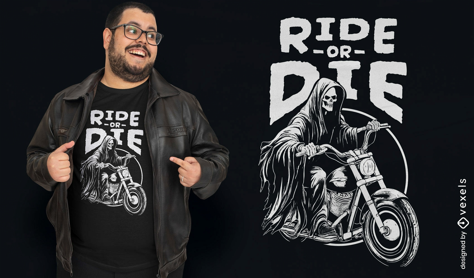 Ride or die reaper t-shirt design