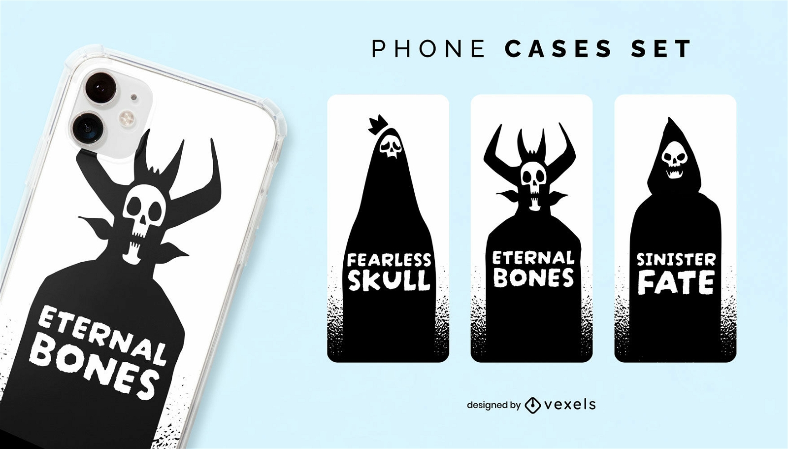 Grim reaper minimalist phone case set