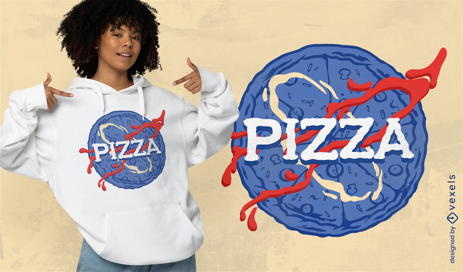 Design de camiseta com par?dia de pizza