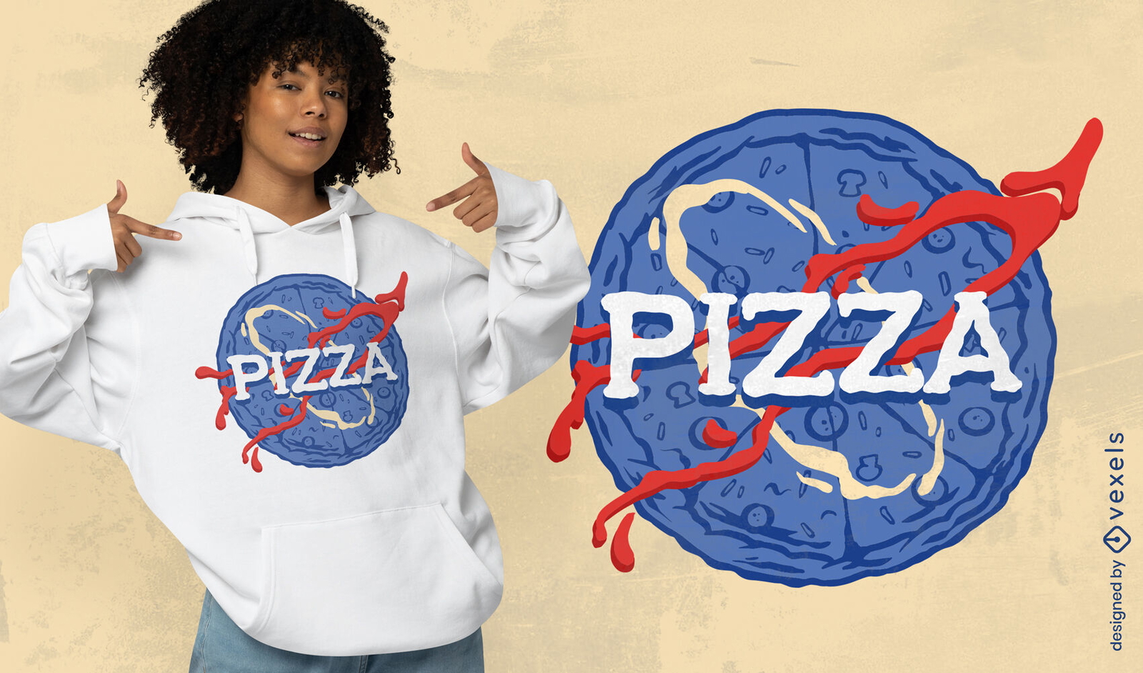 Diseño de camiseta de parodia de pizza.