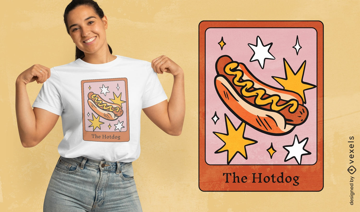 El dise?o de la camiseta del tarot del hot dog.