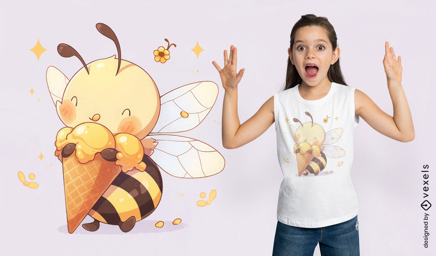 Diseño de camiseta de abeja dulce.