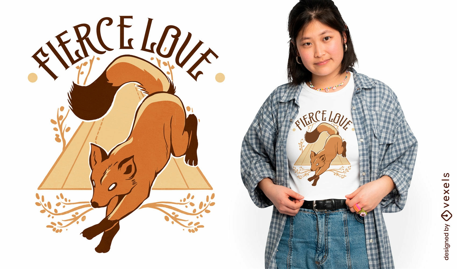 Fierce love fox t-shirt design