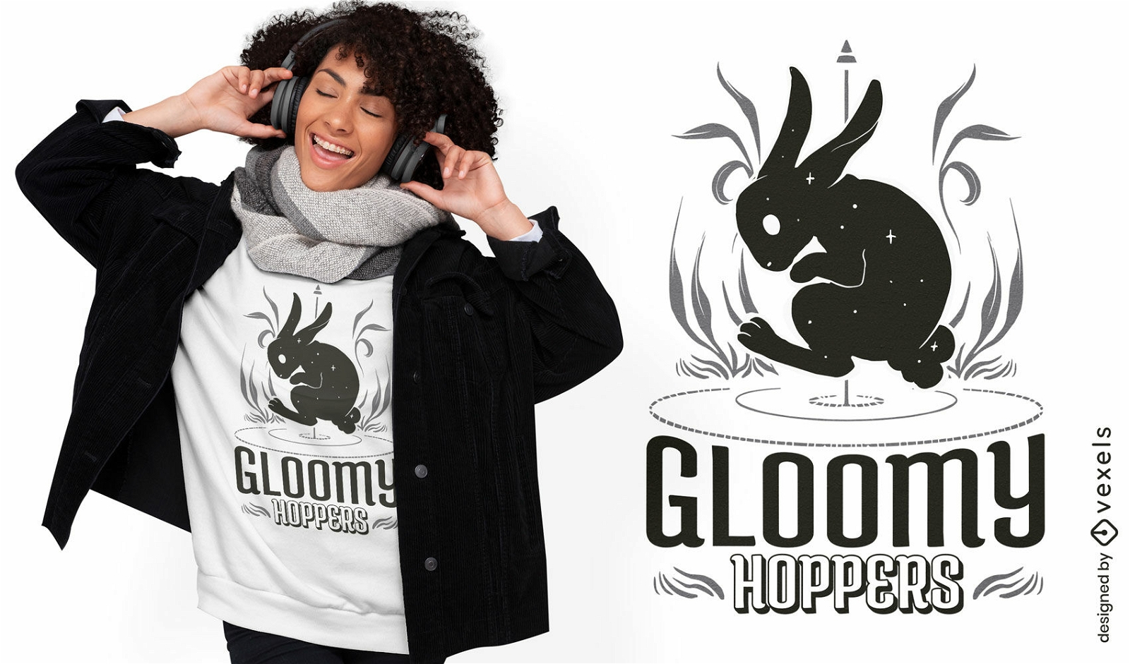 Dark gloomy rabbit t-shirt design
