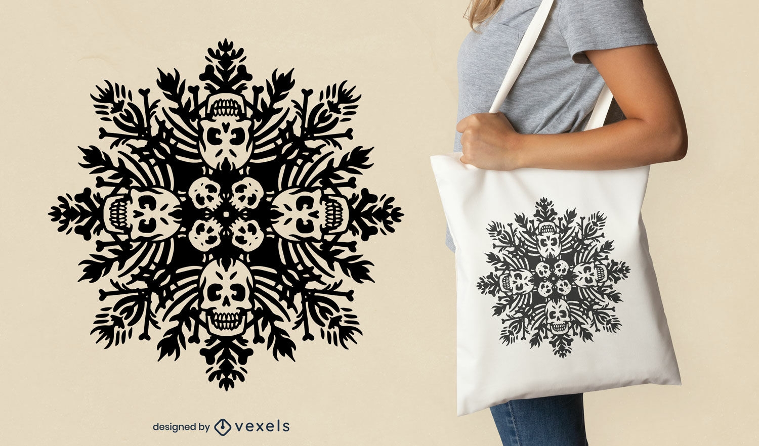 Skull snowflake tote bag design
