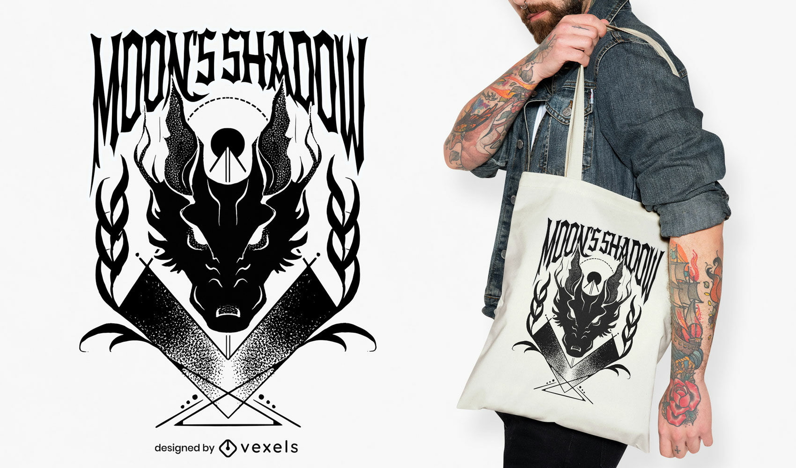 Diseño de bolsa de asas de sombra de dragón aterrador