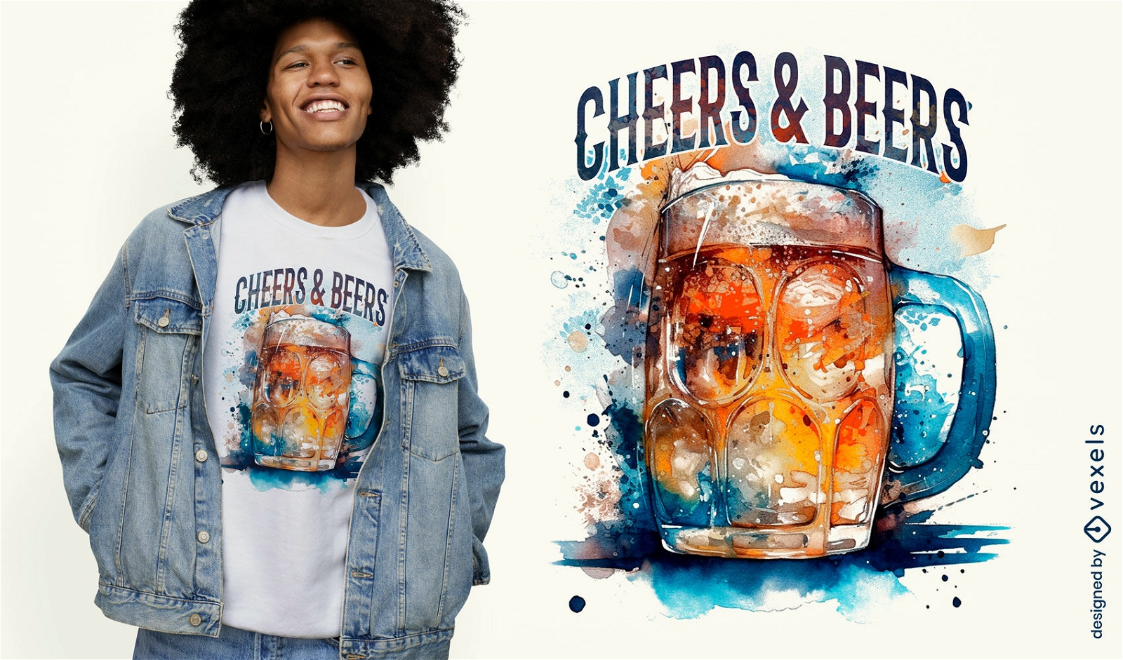 Watercolor beer drink oktoberfest t-shirt psd