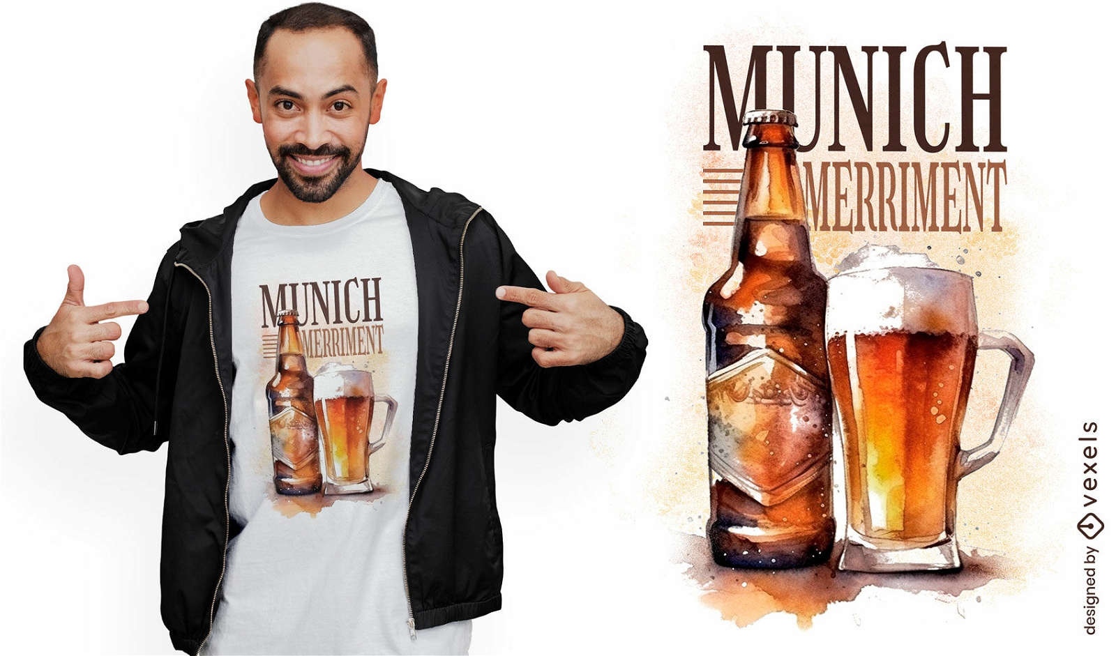 Cerveja em garrafa e camiseta de vidro psd