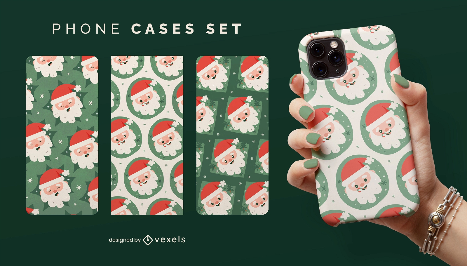 Santa claus happy faces phone case set