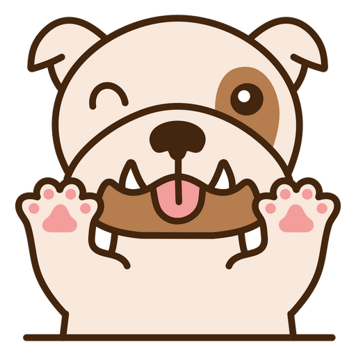 Bulldog holding a donut with its mouth open PNG Design
