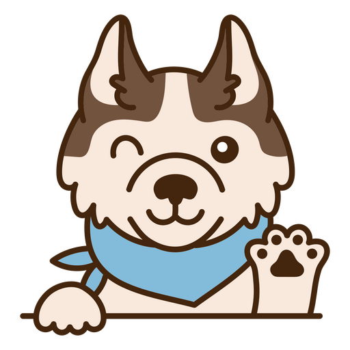 Cachorro Husky usando uma bandana azul Desenho PNG