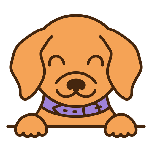 Dog with a purple collar sitting PNG Design