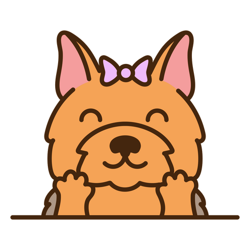 Cão de desenho animado com um arco na cabeça Desenho PNG