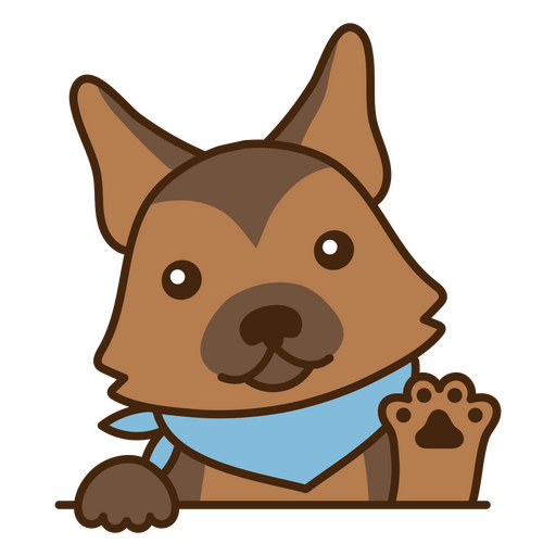 Brown dog wearing a blue bandana PNG Design