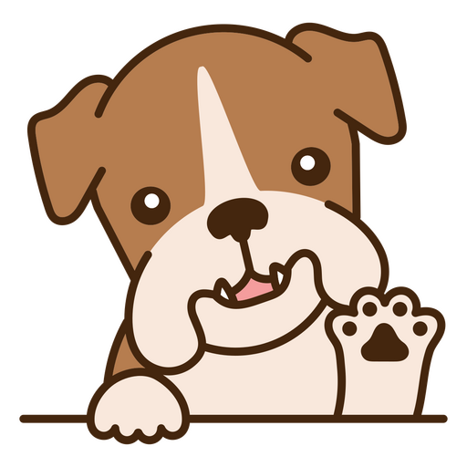 Braune und weiße Bulldogge mit abstehenden Pfoten PNG-Design